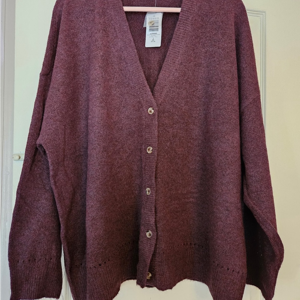 Torrid Deep Burgundy Vegan Cashmere Cardigan Sweater - NWT